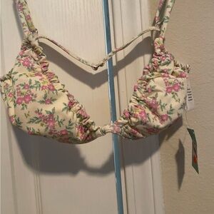 Tilly's Floral Bikini Top - Cream and Pink